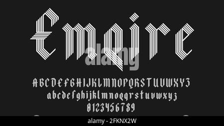 Set of alphabets font letters and numbers antique vintage blackletter concept vector illustration Stock Vector