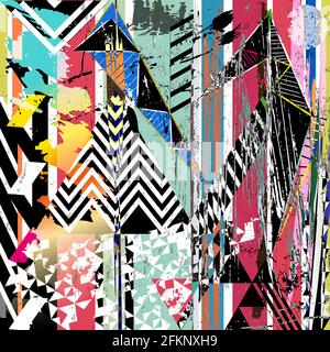 abstract background, with triangles, stripes, paint strokes and splashes Stock Vector