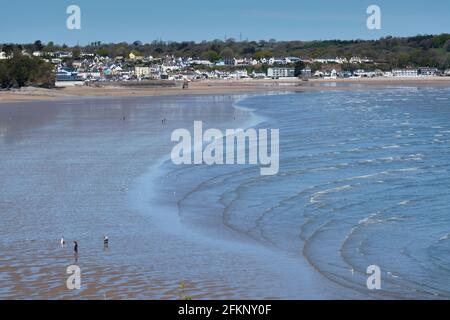 Saundersfoot beach seen from near Monkstone Point, Pembrokeshire, Wales Stock Photo