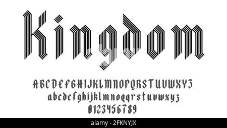 Set of alphabets font letters and numbers antique vintage blackletter concept vector illustration Stock Vector