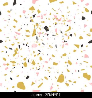 Terrazzo seamless pattern. Stone texture mosaic vector background. Floor, countertop or worktop surface for home interior design. East to edit templat Stock Vector