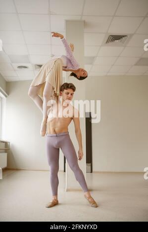 Couple of ballet dancers, dancing in action Stock Photo