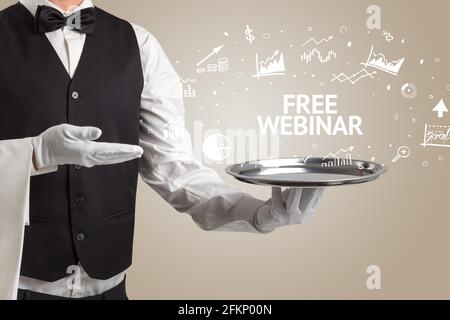 Waiter serving business idea concept Stock Photo