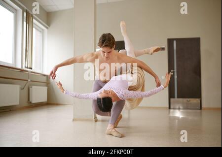 Couple of ballet dancers, dancing in action Stock Photo