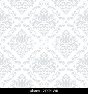 Classic Damask wallpaper or fabric print pattern, retro textile vector  design, royal elegant decor is silver gray on white background Stock Vector  Image & Art - Alamy