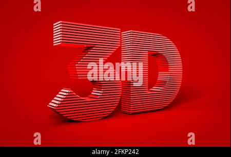 3D Word rendered in a sliced 3D model in red color on a red background Stock Photo