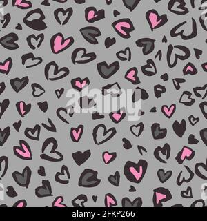 Valentine Leopard or cheetah seamless pattern. Trendy animal print. Spotted jaguar skin heart shaped. Vector background for fabric, textile, wallpaper Stock Vector