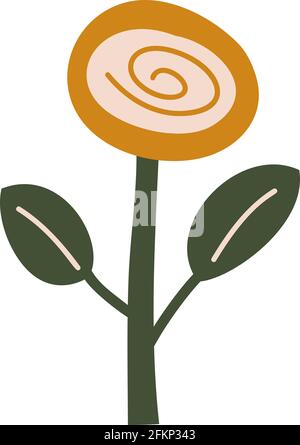 Vector stylized spring flower. Scandinavian illustration art element. Decorative summer floral image for greeting Valentine card or poster, holiday Stock Vector