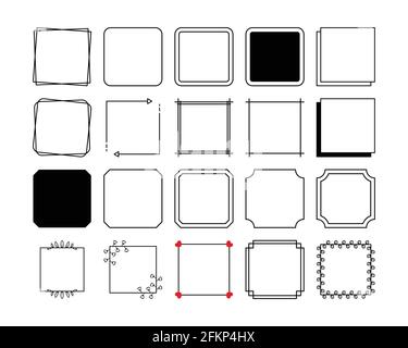 square frames border set in vintage style. Stock Vector