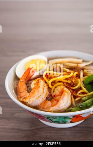 Spicy Prawn Noodle. A delicacy made popular by the Chinese in Malaysia Stock Photo
