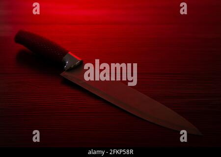 Crime scene investigation - deadly weapon on the floor Stock Photo