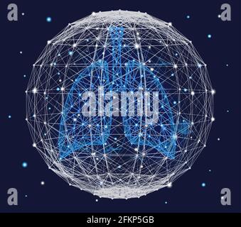 Futuristic medical concept with blue human lungs Stock Vector