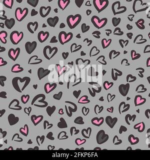 Valentine Leopard or jaguar seamless pattern. Trendy animal print. Spotted cheetah fur heart shaped. Vector background for fabric, textile, wallpaper, Stock Vector