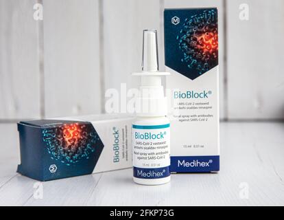 Tallinn, Harjumaa, Estonia- 03MAY2021: New innovative nasal spray ...