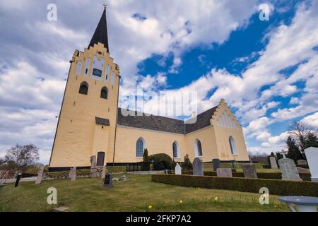 Svanninge old church in the hills near Faaborg, Denmark Stock Photo
