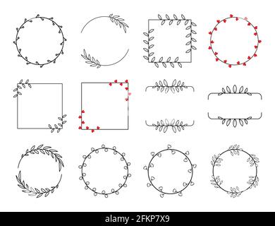 Floral and leaf border dividers. Frames floral elements vintage dividers. Stock Vector