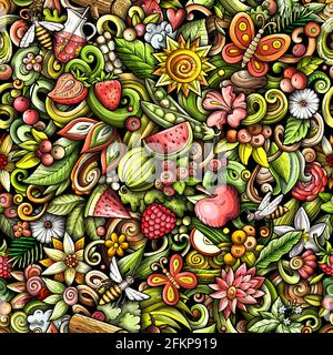 Cartoon doodles Summer seamless pattern. Stock Vector