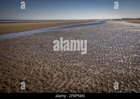 Deserted beach beach at Dymchurch, Kent, England Stock Photo