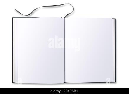 Black Hard book cover view from above and isolated on white Stock Photo