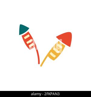 Firecracker icon. Flat design style modern vector illustration. Isolated over white background. Flat icon. Elements in flat design. Stock Vector