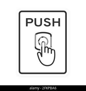 Door bell icon flat style design outline sign vector illustration isolated on white background. Stock Vector