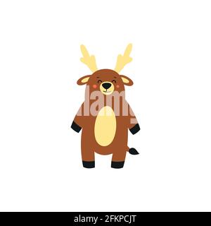 Cute moose vector illustration. Flat design over white background. Stock Vector