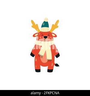 Cute moose vector illustration. Flat design over white background. Stock Vector