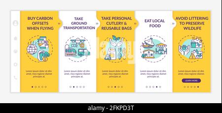 Sustainable tour tips onboarding vector template Stock Vector