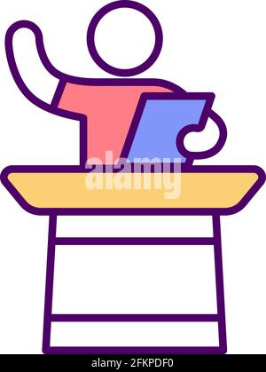Oral presentation skills RGB color icon Stock Vector