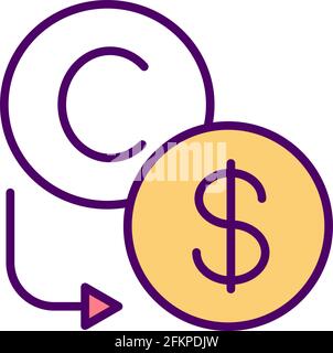 Selling copyrighted material RGB color icon Stock Vector
