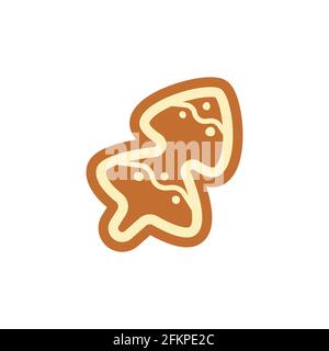 The gingerbread Christmas tree is decorated with colored glaze. Festive cookies in the shape of a Christmas tree. Vector image for the new year. Stock Vector
