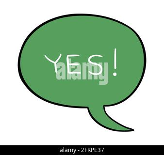 Cartoon vector illustration of speech bubble and yes. Stock Vector