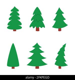 Christmas trees on white isolated background, set. vector illustration. Stock Vector