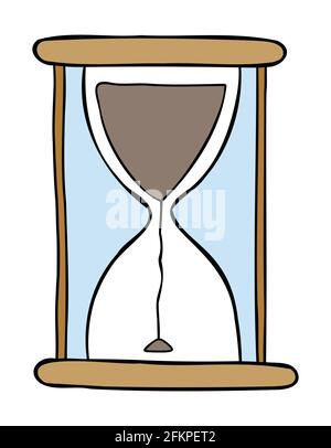 Cartoon vector illustration of newly started sand watch. Stock Vector