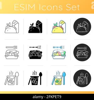 Takeaway and delivery option icons set Stock Vector