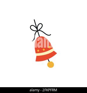 Flat vector icon - illustration of red bell icon on white background. Stock Vector