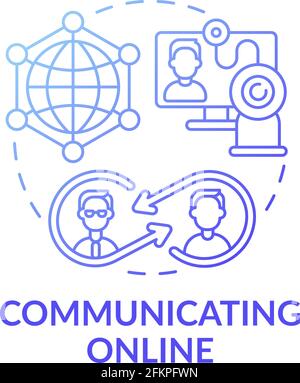 Communicating online dark blue concept icon Stock Vector