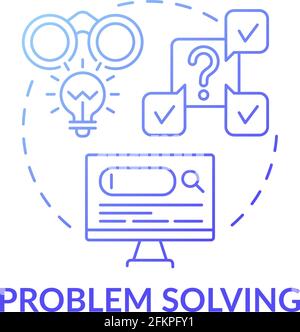 Problem solving dark gardient blue concept icon Stock Vector