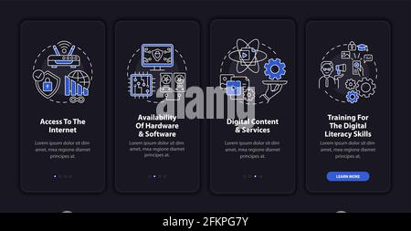 Digital inclusion components onboarding mobile app page screen with concepts Stock Vector