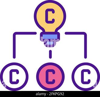 Copyright in derivative works RGB color icon Stock Vector