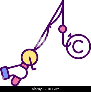 Stealing copyrighted material RGB color icon Stock Vector