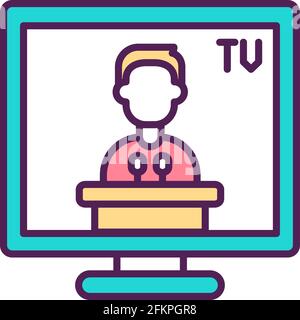 News broadcasting RGB color icon Stock Vector