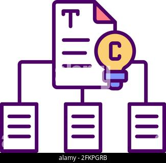 Copyrighted materials duplication RGB color icon Stock Vector