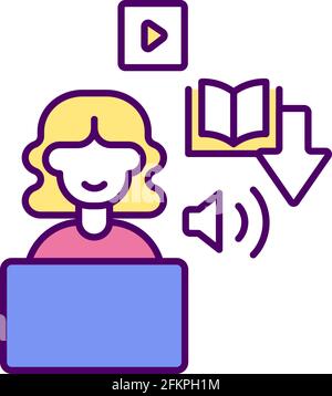 Downloading files from internet RGB color icon Stock Vector