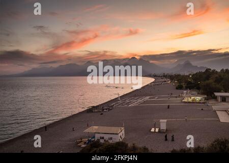 Antalya Konyaalti beach at Mediterranean sea, Turkey