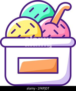 Ice cream in cup RGB color icon Stock Vector