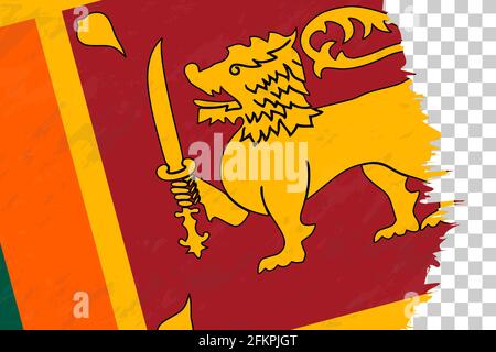 Horizontal Abstract Grunge Brushed Flag of Sri Lanka on Transparent Grid. Vector Template. Stock Vector
