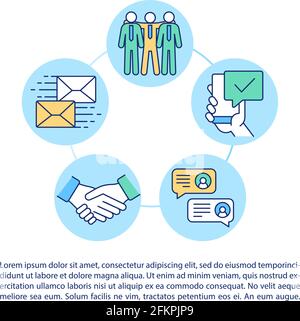 Keep in touch with colleagues concept line icons with text Stock Vector