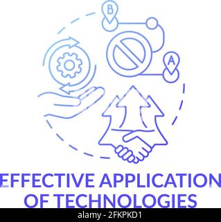 Effective application of technologies dark blue concept icon Stock Vector