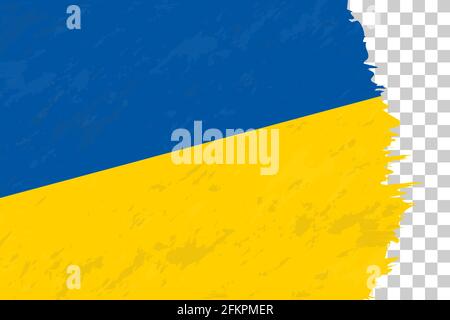 Horizontal Abstract Grunge Brushed Flag of Ukraine on Transparent Grid. Vector Template. Stock Vector